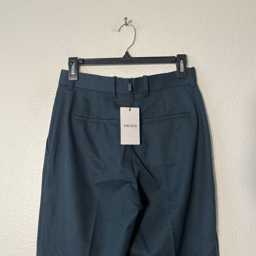 NEW Reiss Jade Wool Blend Wide Leg Suit Trousers Size 2 Pants in Green Designer - Picture 7 of 10